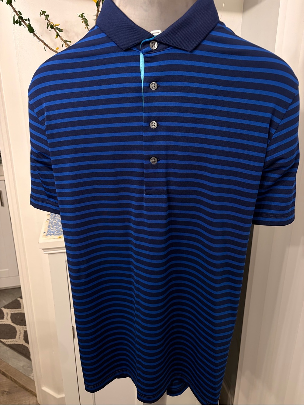 Greyson Navy and Royal Blue Striped Polo